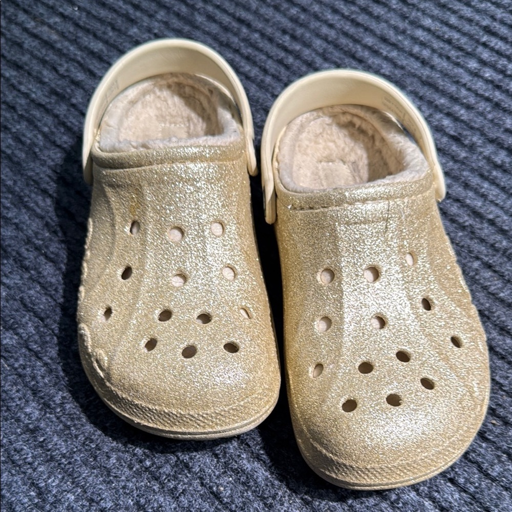 CROCS Glittery Gold Kids Sandals